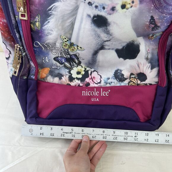 Nicole Lee USA Unicorn Rolling Large Backpack W Computer Compartment NWT - Picture 12 of 14